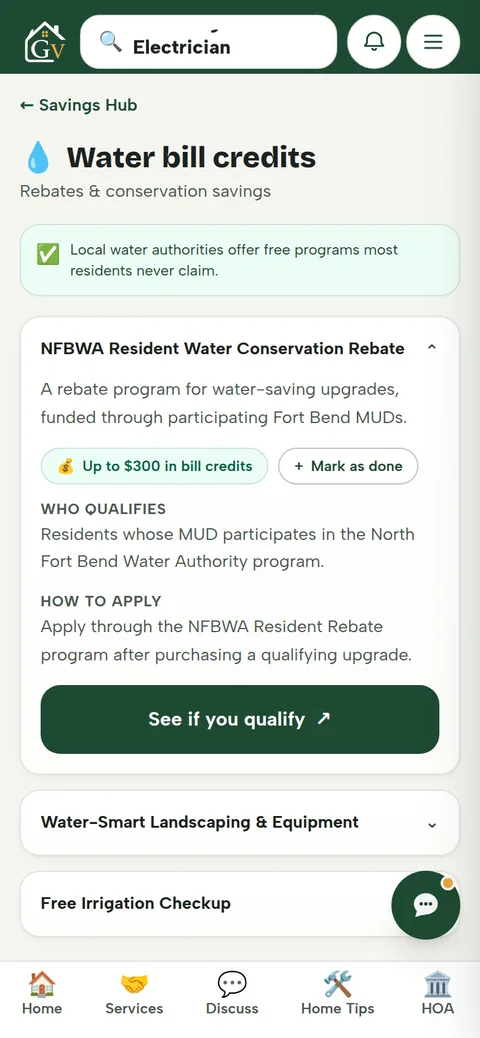 Grand Vista Hub — Savings detail